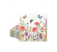 KONFEN 40 Piezas Servilletas con Motivo de Flores Silvestres, 33x33 cm Servilletas de Papel Primavera Prado Floral, Decoración de Mesa Servilletas Primavera para Boda Cumpleaños Pascua Fiesta Estilo E