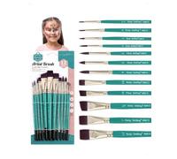 KONFEN Set De 12 Pinceles Niños Para Pintura Facial Y Corporal, Brochas De Maquillaje Con Mango De Madera Y Pelo De Nylon, Ideal Para Acuarela Acrílico Y Arte