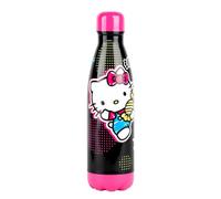 Konix Hello Kitty Botella isotérmica - Acero inoxidable - 500 ml - Diseño caramelos - Negro