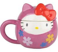 Konix Hello Kitty Taza 3D de cerámica - 320 ml - Diseño Daruma - Rosa