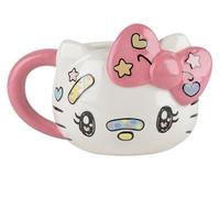 Konix Hello Kitty Taza 3D de cerámica - 500 ml - Diseño Kawaii - Blanco y rosa