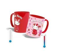 Konix Hello Kitty Taza termorreactiva - 320 ml - Diseño de kimono - Rojo
