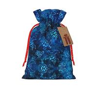 KoNsev Bolsa de regalo con cordón azul de tortuga marina, regalo de vacaciones, decoración para Navidad y suministros de fiesta de Halloween, 4.7 x 6.9 pulgadas