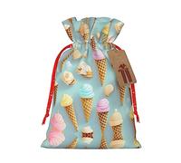 KoNsev Bolsa de regalo con cordón con patrón de helado y waffle, regalo de vacaciones, decoraciones de regalos para suministros de fiesta de Navidad