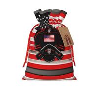KoNsev Bolsa de regalo con cordón de bandera de EE. UU., diseño de bombero de línea roja, regalo de vacaciones, decoración para suministros de fiesta de Navidad y Halloween, 8.3 x 11.8 pulgadas