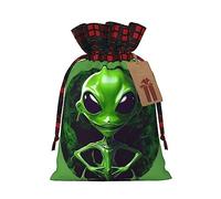 KoNsev Bolsa de regalo con cordón de bloque de color verde alienígena, regalo de vacaciones, suministros de Navidad, decoración de Halloween, 4.7 x 6.9 pulgadas