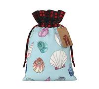 KoNsev Bolsa de regalo con cordón de color de concha de mar, regalo de vacaciones, suministros de Navidad, decoración de Halloween, 4.7 x 6.9 pulgadas