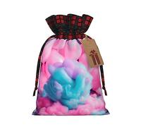 KoNsev Bolsa de regalo con cordón de color rosa de algodón de azúcar, regalo de vacaciones, suministros de fiesta de Navidad de 8.3 x 11.8 pulgadas