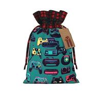 KoNsev Bolsa de regalo con cordón de colores con patrones de controlador de juegos, suministros de Navidad, decoración de Halloween, 4.7 x 6.9 pulgadas