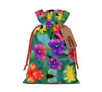 KoNsev Bolsa de regalo con cordón de flores coloridas hawaianas, regalo de vacaciones, decoraciones de regalos para suministros de fiesta de Navidad