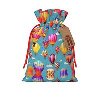 KoNsev Bolsa de regalo con cordón de globos coloridos de aire caliente, regalo de vacaciones, decoración para Navidad y Halloween, suministros de fiesta de 4.7 x 6.9 pulgadas