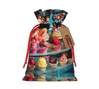 KoNsev Bolsa de regalo con cordón de helado, regalo de vacaciones, decoraciones de regalos para suministros de fiesta de Navidad