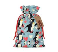 KoNsev Bolsa de regalo con cordón "I Love Penguins", regalo de vacaciones, decoraciones de regalos para suministros de fiesta de Navidad
