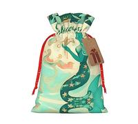 KoNsev Bolsa de regalo retro con cordón de sirena, regalo de vacaciones, decoraciones de regalos para suministros de fiesta de Navidad