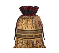 KoNsev Egypt Jeroglyphics Bolsa de regalo con cordón de bloque de color, regalo de vacaciones, suministros de Navidad, decoración de Halloween, 4.7 x 6.9 pulgadas