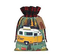 KoNsev Happy Bus Camper - Bolsa de regalo con cordón de bloque de color, suministros de Navidad, decoración de Halloween, 4.7 x 6.9 pulgadas