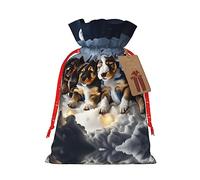 KoNsev Husky Puppies Dogs Bolsa de regalo con cordón, regalo de vacaciones, decoraciones de regalos para suministros de fiesta de Navidad
