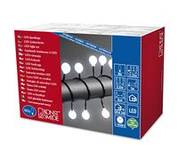 Konstsmide 3696-207 - Guirnalda de esferas led (80 diodos de luz blanca fría, transformador exterior de 24 V, cable negro)