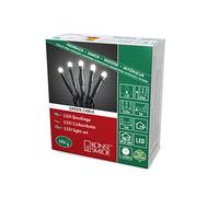 Konstsmide 6340 - 120 Micro LED Luz Cadena, escarchado/para interior (IP20)/10 diodos de blanco cálido, transformador interior de 24 V, cable verde oscuro