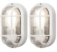 Konstsmide 7650-200 - Aplique Oval de Exterior, Blanco (Paquete de 2)