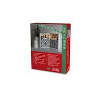 Konstsmide Calendario de Adviento con diseño de luces/silueta con 24 cajones extraíbles y decoración de pueblo, funciona con pilas: 4 pilas AA (excluidas), diodos blancos cálidos, madera, 3283-210