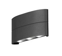 Konstsmide Chieri - Aplique de pared para exteriores, moderno, de alta potencia, 6 x 1 W, cristal transparente, aluminio, IP54, color antracita