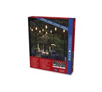 Konstsmide Guirnalda de luces LED para fiestas, diseño retro con forma de pera, 10 diodos de color ámbar, transformador exterior de 24 V (IP44), 7 W, cable negro.