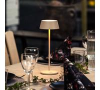 Konstsmide Lámpara de mesa LED recargable Menton, color arena, altura 27 cm, IP54, USB