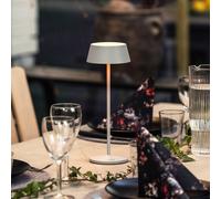 Konstsmide Lámpara de mesa LED recargable Menton, gris, altura 27 cm, IP54, USB