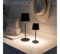 Konstsmide Lámpara de mesa LED recargable Vence, altura 22 cm, negro, IP54, USB