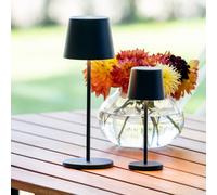 Konstsmide Lámpara de mesa LED recargable Vence, altura 32 cm, negro, IP54, USB