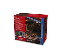 Konstsmide Sistema de ampliación para cadena de jardín 2333-XXX, 10 bombillas claras/diodos de color ámbar, exterior (IP44), cable negro - 2334-870