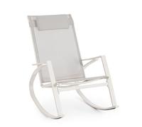 KONTE.DESIGN Sillón mecedora ILLETAS en acero y textileno beige