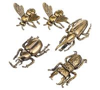KONTONTY 5 Piezas Adornos De Bronce Antiguos. Escultura De Abeja De Latón Estatua De Unicornio Insecto Del Arte Del Jardín Decoración De Pared Decoración Feng Shui Miniatura Paquete Oficina