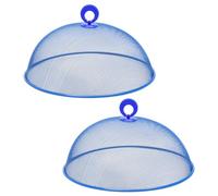 KONTONTY Cubierta de Malla Metálica para Alimentos Asa Azul 2 Piezas | Hierro, Diseño de Cúpula de Malla, Protege Platos y Bandejas, para Casa y Buffet