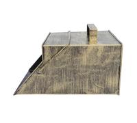 KONTONTY Cubo para Almacenaje de Restos de Chimenea de Hierro 3,4 con Tapa | Uso Interior y Camping, Resistencia a Altas Temperaturas, Diseño Clásico Dorado, para Chimenea y Fogata