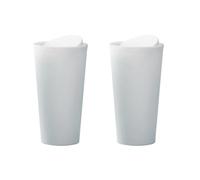 KONTONTY Plástico Bote de Basura Blanco Redondo Mini, con Tapa 2 Piezas | Conductores y Viajeros, Uso en Portavasos, Reduce Olores, Almacenamiento Práctico en Vehículo