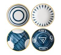KONTONTY Plato de Condimentos para Salsa de Cerámica, 4 Piezas Pequeño | Sushi y Aperitivos, Control de Porciones, Bordes Suaves, Estilo Sencillo, Hogar, Buffet y Mesa