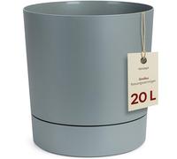 KONZEPT Maceta con bandeja 32,5 cm - gran macetero de plástico para plantas de interior, moderno y resistente a la intemperie, para interior y exterior, color menta