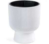 KONZEPT Macetero grande de 30 cm de diámetro con mango - Macetero de 18 l de plástico con aspecto de costillas mate, altura de 36,5 cm, resistente a los rayos UV y a la intemperie, ideal para interior