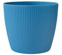 KONZEPT Macetero grande, estructura acanalada, maceta Ø 30 cm, color azul | De plástico reciclado, moderno, resistente a la intemperie y a los rayos UV, para interior y exterior, balcón y terraza