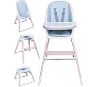 Koo-Di Tiny Taster - Trona 3 en 1, silla para niños pequeños y taburete para niños grandes, agua de manantial, silla alta para bebé con bandeja extraíble, reposapiés ajustable, asiento acolchado y