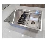 KOOGIMDDR 85x50 Fregadero SUS304 Acero Inoxidable Multifunción Hecho a Mano para Cocina, Fregadero de Cocina Grande de Un Seno, Instalación Empotrada o Sobremesa con Seno Desmontable