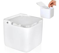 KOOK TIME Salero de Cocina con tapa de acrílico transparente basculante - Saleros blanco de cocina modernos con base cerámica para usar como salero y azucarero o especieros, 11.2 x 11.2 x 11.2 cm