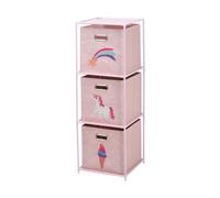 Koopman International Estantería infantil Unicornio 3 cajas de tela rosa 102x35x35 cm