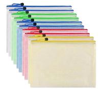 KOOSREEL Paquete de 10 bolsas para documentos A6 con cremallera, 5 colores, PVC, transparente, diseño de rejilla, cremallera, malla, para viajes, oficina, viajes, accesorios