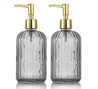 KOOSREEL Paquete de 2 jabones de Vidrio versátiles, Botella de Bomba sin Goteo de 17 onzas, dispensador de Tarro de Mano líquido Recargable para baño, encimera, Cocina, lavandería, Gris, 17 onzas