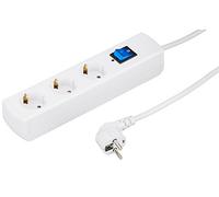 Kopp 233102005 Unoversal Plus - Regleta de 3 enchufes con dispositivo de protección de tensión, IP20, 3600 W, color blanco, 1.4 m cable