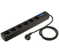 Kopp 233205001 Unoversal Plus - Regleta de 6 enchufes con Dispositivo de protección de tensión, IP20, 3600 W, Negro, 1.4 m Cable