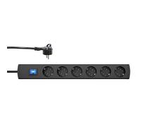 Kopp 234705007 DUOversal Plus regleta de 6 enchufes, doble SIM, cable de 1,4 m, 3600 W/16 A, toma de corriente múltiple con interruptor y extraflachem ángulo conector, protección infantil, color negro